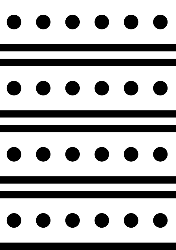 High-contrast bands card (dot-fill) for a baby of about 2–3 months — white on black, thinnest feature 8.7 mm.